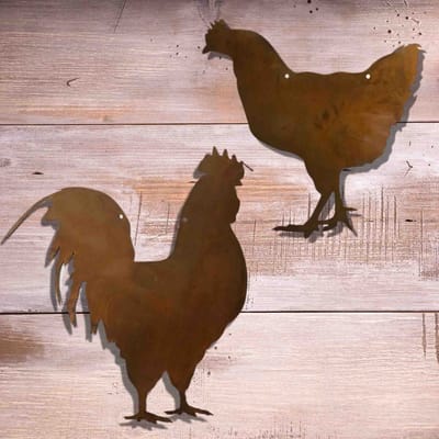 Kip en Haan | Set van 2 hangende raamdecoraties | Patina tuindecoratie landhuis