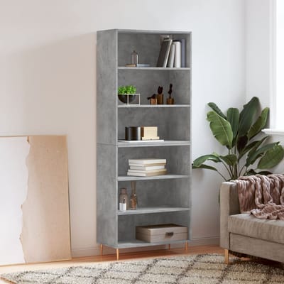 vidaXL - Hoge - kast - 69,5x32,5x180 - cm - bewerkt - hout - betongrijs