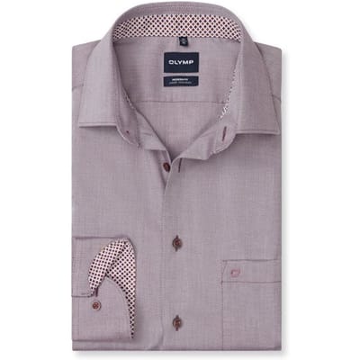 OLYMP Luxor modern fit overhemd - mouwlengte 7 - structuur - bordeaux rood - Strijkvrij - Boordmaat: 43 (EU maat: XL)