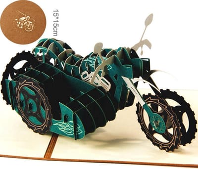 Pop-up kaart "Motorfiets - Harley Davidson" 3D wenskaart, uitnodiging motorfiets reis