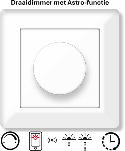 Freelux Draaiknop | Astro Tijdschakelaar | Bluetooth | Led Dimmer | 230VAC - 250VA/1,1A | Signaal wit glans