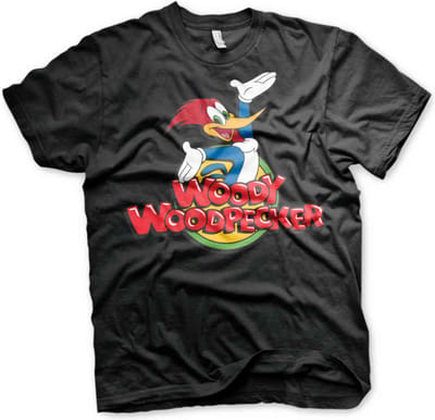 Woody Woodpecker Unisex Tshirt -3XL- Classic Logo Zwart