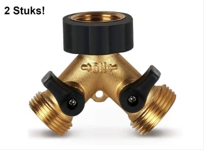 *** 2 Stuks Y Stuk Kraan - Kraan Splitter - Waterverdeler - Buitenkraan - Waterverdeler 2 weg – Messing - van Heble® ***
