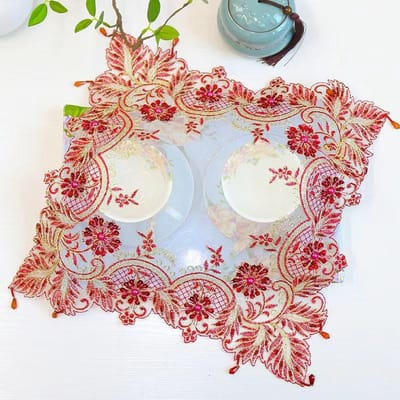 Nappes de table brodées de fleurs de perles de haute qualité, couverture de table de mariage, décoration et accessoires de table de cuisine pour Noël square 38cm