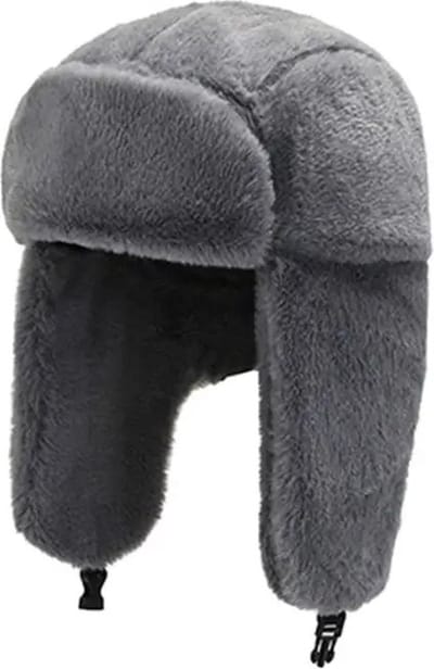 WiseGoods Luxe Russische Muts Dames & Heren - Ushanka - Piloot Mutsen - Wintermuts - Pilotenmuts - Winter Kleding - Pluche Grijs