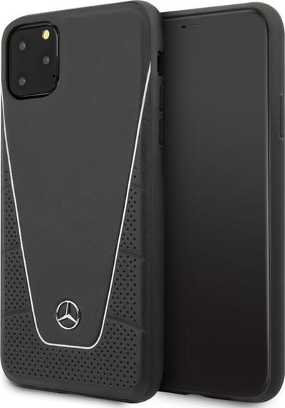 iPhone 11 Pro Max Backcase hoesje - Mercedes-Benz - Effen Zwart - Leer
