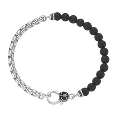 Armband 21 cm, agaatkralen, venetiaanse ketting, Giorgio Martello gerhodineerd 925/- sterling zilver