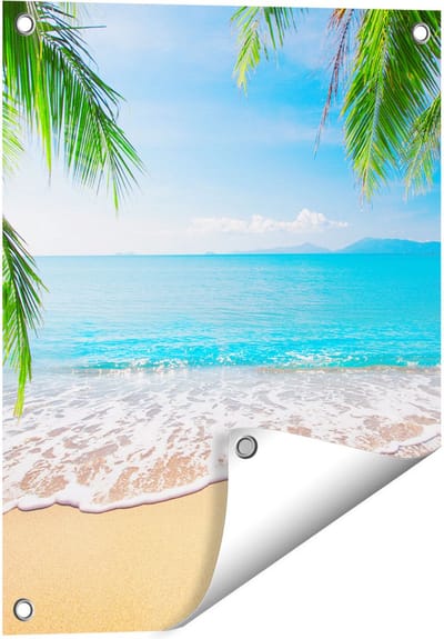 Gards Tuinposter Tropisch Strand en Zee - 40x50 cm - Tuindoek - Tuindecoratie - Wanddecoratie buiten - Tuinschilderij