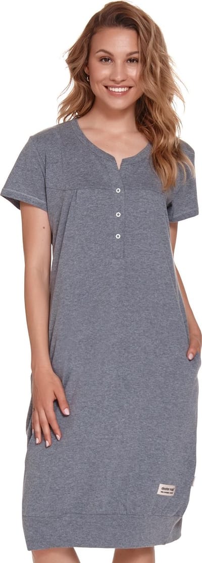 Doctor Nap Katoenen Nachthemd Dames Borstvoeding Zwangerschap TCB.4348 Dark Grey 36 / S