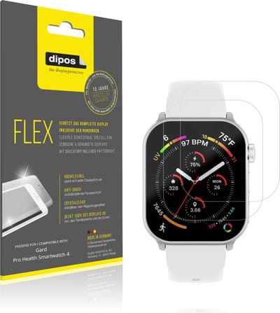 dipos – 2x Beschermfolie geschikt voor Gard Pro Health Smartwatch 4 | 3D Full Cover Screenprotector | 100% Passend