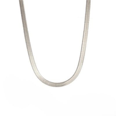 JewelGalerie - Ketting- Platte Schakel- Zilver