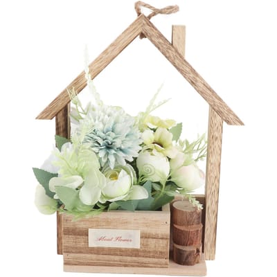 Panier Suspendu Fleurs Artificielles Unique Jardinière Décorative Murale Panier de Fleurs avec Artificiel E couleur champagne