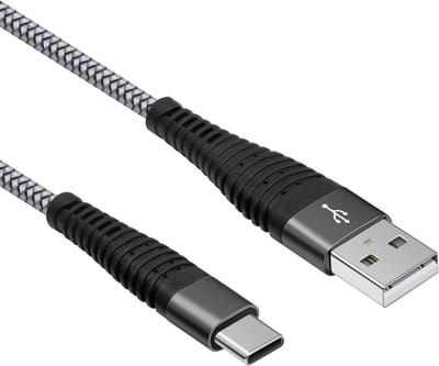 USB C kabel | Laadsnelheid 5V / 2.4A / 12 watt | USB 2.0 | 480 Mb/s | Type A naar C | Male to male | Zwart Grijs | 1.5 meter | Allteq