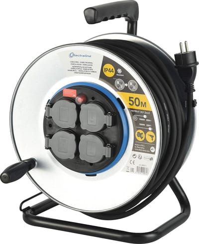 Professionele kabelhaspel 50 m met 4 geaarde stopcontacten - IP44 rubber kabel H07RN-F 3G1,5