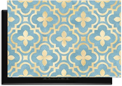 KitchenArt - Deep Azure Blossom - Inductie Beschermer - 90x52 cm - Kookplaat Beschermer - Luxe Afdekplaat Inductieplaat - Anti-slip & Oprolbaar - Beschermmat Inductiekookplaat