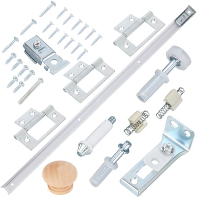 Dailygoods- Vouwdeur Reparatieset - Set met Rail/Hinges/Schroeven - Roestvrij Staal/Plastic/IJzer - Voor Slaapkamer/Keuken/Badkamer - Inclusief Installatie-instructies - Deuren Reparatieset