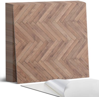 Coloray Plaktegels - Visgraatpatroon Portugese Tegels - 30 cm x 30 cm - Bruin Plaktegels - 9 stuks - Vierkant PVC Tegels - Plaktegels Keuken - Zelfklevende Vloertegels - Vinyl Tegels - Zelfklevende Tegels