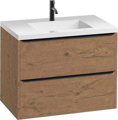 Saqu Salto Badkamermeubel Set - 80x52 cm - Voorgemonteerd - Eiken - Wastafelmeubel - Badmeubel