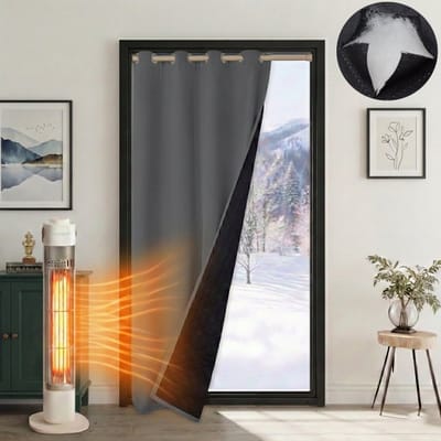 MUPOO Isolerend Verduisterend Gordijnen Kant en Klaar met Ringen 405gsm 110x203 cm - Verduisterend Thermisch Waterdicht & Winddicht - Blackout Overgordijnen voor Trappengat,Voordeur&Achterdeur -Donkergrijs-2 stuks