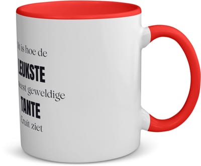 Akyol - dit is hoe de leukste en geweldige tanie uit ziet koffiemok - theemok - rood - Tante - cadeau tante - cadeau - verjaardag tante - 350 ML inhoud