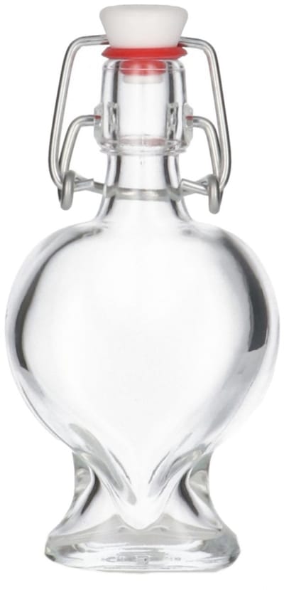 Glazen Fles 'Hart' - 40 ml - Decoratieve Flessen, Glazen Flesjes Met Dop - Vorm: Hart Glas - Transparante Fles - Glas - 1 Stuk