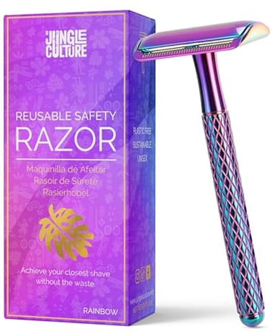 Duurzaam Scheermes voor Dames en Heren - Veilig en Milieu-vriendelijk Nat Scheermes in Regenboog Kleuren
