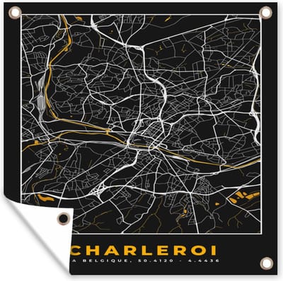 Tuin poster Charleroi - Stadskaart - Plattegrond - Goud - Kaart - 200x200 cm - Tuindoek