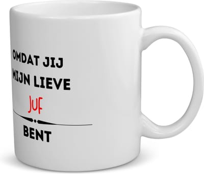 Akyol - omdat jij mijn lieve juf bent koffiemok - theemok - Juf - de liefste juf - verjaardag - cadeautje voor juf - kado - geschenk - 350 ML inhoud