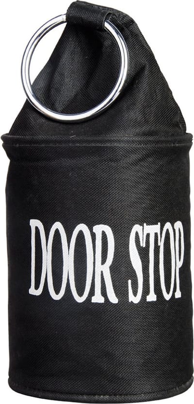 Canvas deurstopper zwart met ring - H15 cm - Deur vastzetter - Deurstop 2,7 kg