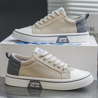 Heren Nieuwe Sport- en Casual Canvas Boardschoenen Zachte Zolen Heren Trendy Veters Ademend Veelzijdig Lente en Herfst Sneakers 41 gray