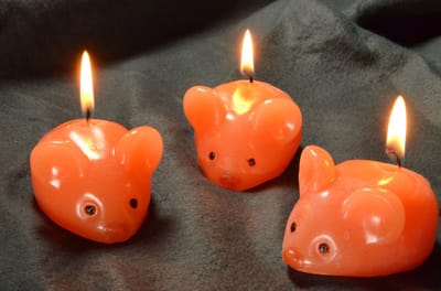 Set van 3 stuks handgemaakte XXL MUIS kaarsen in ORANJE - Leuk voor het EK Voetbal - BEKIJK VIDEOWK Voetbal Tip: