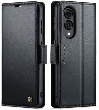 CaseMe Wallet Case met RFID Bescherming Kaarthouder en Magneetsluiting voor Galaxy S25 Edge _ Zwart