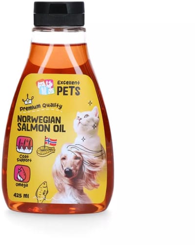 Excellent Pets Noorse Zalmolie 425 ml Hond & Kat - Ondersteunt een gezonde huid en glanzende vacht - Knijpflacon