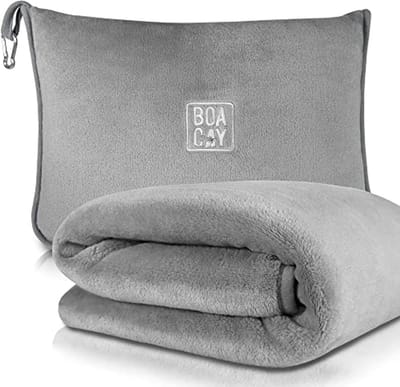 Zachte en Warme Reisdeken voor Vliegtuig en Auto - Essentieel voor Lange Vluchten - Compact Kussen met Luggage Sleeve en Rugzak Klem