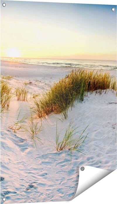 Gards Tuinposter Strand en Duinen tijdens Zonsondergang - 60x90 cm - Tuindoek - Tuindecoratie - Wanddecoratie buiten - Tuinschilderij