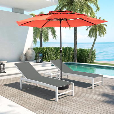 Parasol Dubbel - 460 x 270 x 240 cm - Rechthoekig Met Slinger - Zonder Voet - Polyester - Oranje