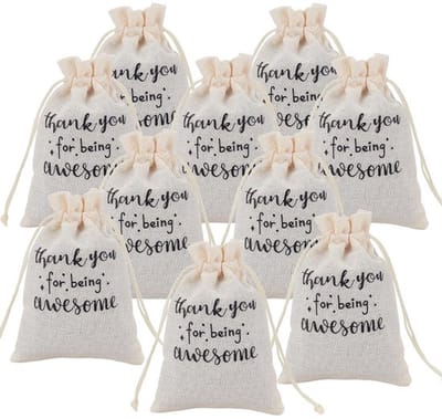 Bachelorette Kit 10 Stuks - Katoenen Zakken - Dubbellaags - 10,5 x 14,5 cm - Machinewasbaar - Biologisch Afbreekbaar - Feestzak