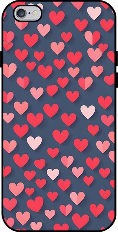 Smartphonica Telefoonhoesje Geschikt voor iPhone 6/6s met Roze en Rode Hartjes Opdruk - TPU Backcover Case With Rosé and Red Heart Design geschikt voor iPhone 6/6s