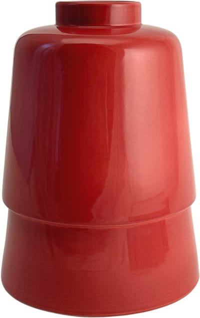 XLBoom Piled Vaas Rood Tall - ø24cm - 32,50cm hoogte - Keramische design vaas met gestapeld effect - Verkrijgbaar in Ruby | Cream | Dark Green - Tijdloze woondecoratie door Alain Gilles