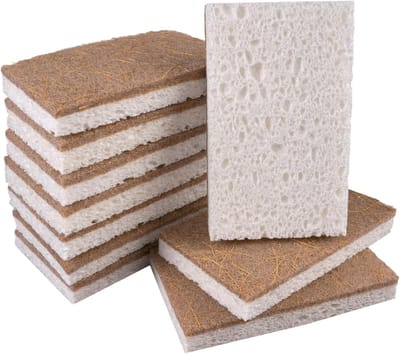 10 Stuks Natuurlijke Schrobsponzen voor Keuken, Servies en Borden - Krasvrij, Sneldrogend en Duurzaam voor Efficiënt Schoonmaken