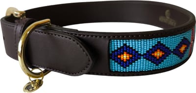 Kentucky Dogwear - Hondenhalsband - Handgeknoopte Parels - Blauw - Maat L - 62cm - Hondenriem