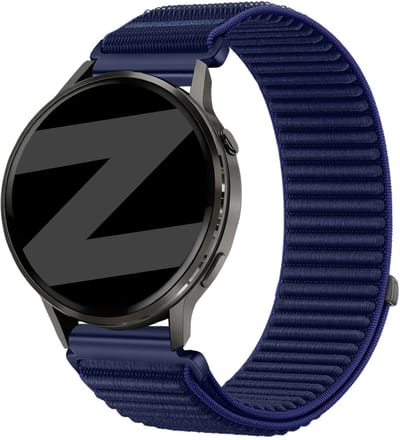 Bandz Nylon 'Wave' bandje geschikt voor Garmin Vivoactive 4s / Vivomove 3s / Venu 4 - 41mm / Venu 3s / Venu 2s / Forerunner 265s / Forerunner 255s - Donkerblauw