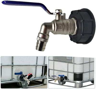 IBC Tank Adapter van S60x6 naar 1 inch voor Wateraansluiting met Grof Draad en 17mm Uitgang