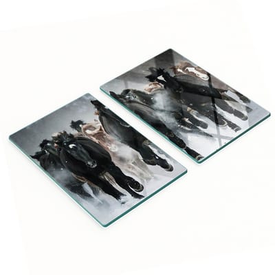 Glazen snijplanken voor in de keuken met afbeelding van een galopperend paard, 2x40x52 cm