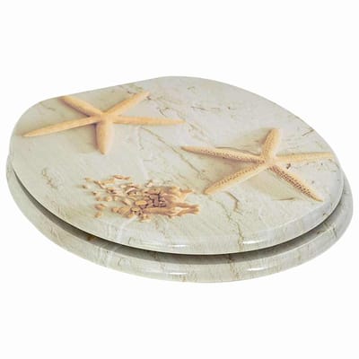 vidaXL - Zacht-sluit - toiletzitting - Geel - en - Wit - 44 - x - 38 - cm - MDF - bord