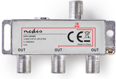 Nedis CATV-Splitter - 5 - 1000 MHz - Tussenschakeldemping: 6.8 dB - Outputs: 3 - 75 Ohm - Zink Legering