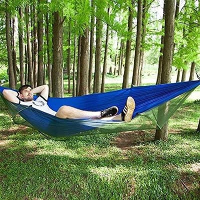 Nylon Parachute Hammock - Kampeerhangmat Buiten - Ontspannen Buiten - Geïntegreerd Muskietennet - 290 x 140cm - Camouflage