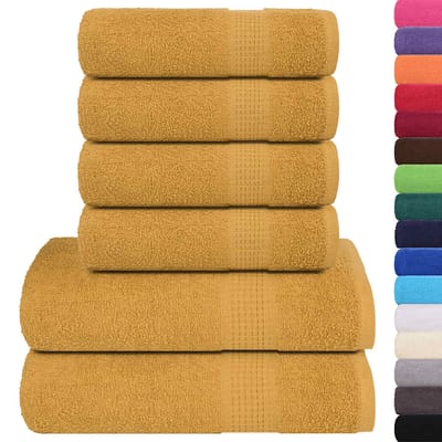 vidaXL - 6-delige - Handdoekenset - FROGN - 360 - g/m² - goud