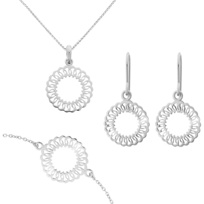Orphelia 'Amada' Dames 925 Sterling Zilver Set: Armband + Oorbellen + Ketting - Zilver SET-7075
