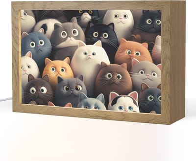 Nachtlampje 30x20 cm - Kinder lampje - Kat - Dieren - Poes - Patroon - Jongen - Meisje - Tafellamp kinderkamer - Slaapkamer lamp - Bedlamp kinderen - Kinderlampje stopcontact - Wandlamp babykamer - Nachtlampjes